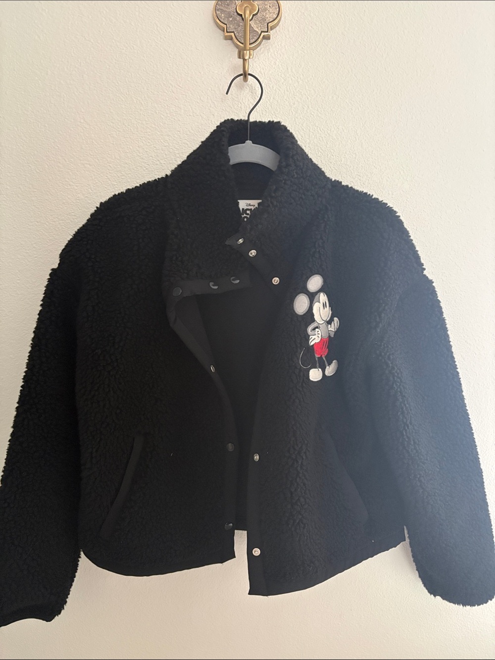 Disneyland Resort Black Sherpa Jacket with Mickey Patch